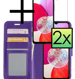 NoXx NoXx Samsung Galaxy A14 Hoesje Bookcase Paars Met 2x Screenprotector