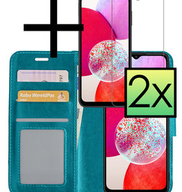 NoXx NoXx Samsung Galaxy A14 Hoesje Bookcase Turquoise Met 2x Screenprotector