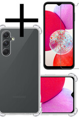 NoXx Hoes Geschikt voor Samsung A14 Hoesje Siliconen Cover Shock Proof Back Case Shockproof Hoes Met Screenprotector - Transparant