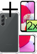 NoXx Hoes Geschikt voor Samsung A14 Hoesje Siliconen Cover Shock Proof Back Case Shockproof Hoes Met 2x Screenprotector - Transparant