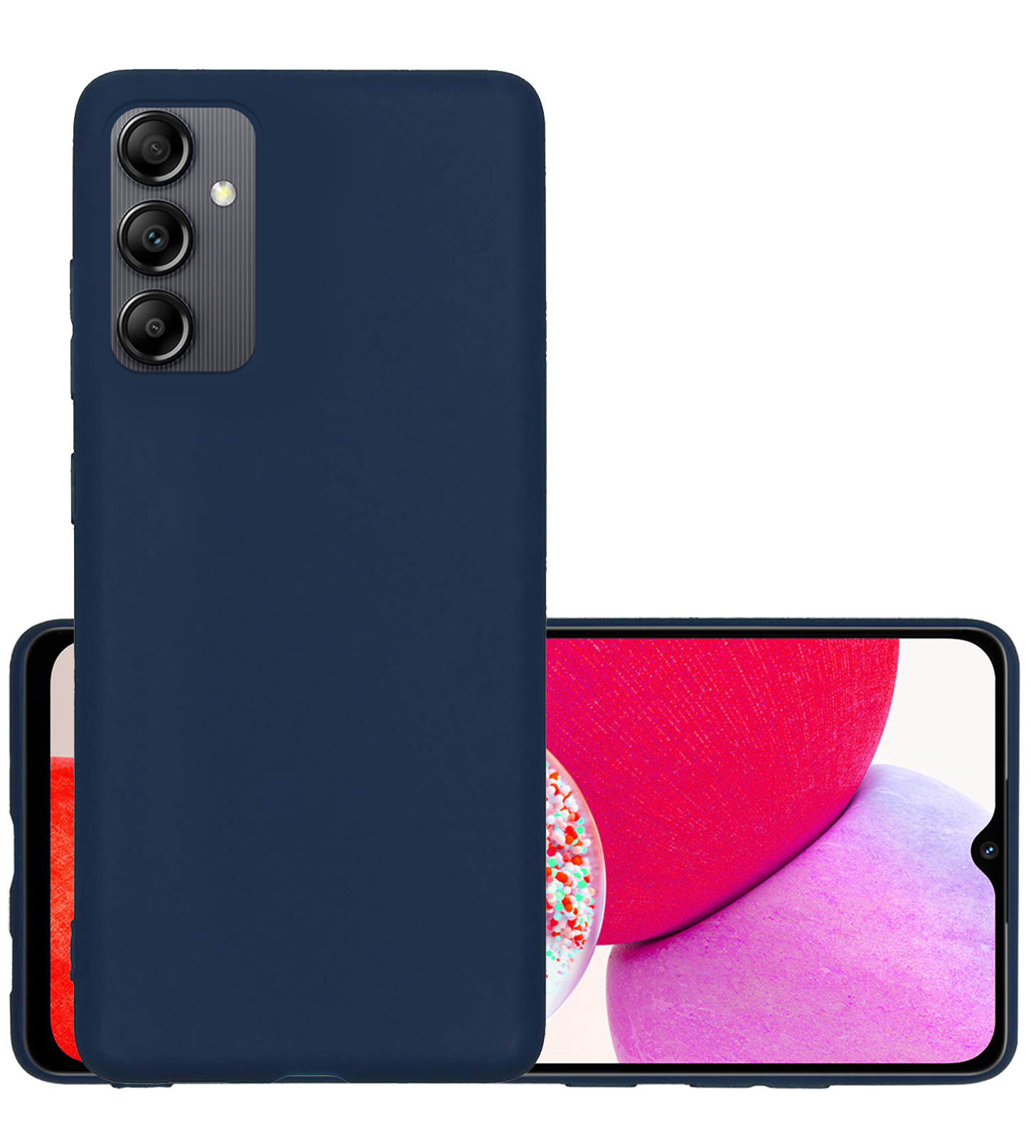 NoXx Hoes Geschikt voor Samsung A14 Hoesje Cover Siliconen Back Case Hoes - Donkerblauw
