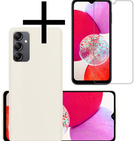 NoXx NoXx Samsung Galaxy A14 Hoesje Siliconen Met Screenprotector - Wit