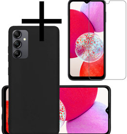 NoXx NoXx Samsung Galaxy A14 Hoesje Siliconen Met Screenprotector - Zwart