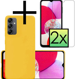 NoXx NoXx Samsung Galaxy A14 Hoesje Siliconen Met 2x Screenprotector - Geel