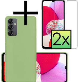 NoXx Samsung Galaxy A14 Hoesje Siliconen Met 2x Screenprotector - Groen