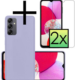 NoXx NoXx Samsung Galaxy A14 Hoesje Siliconen Met 2x Screenprotector - Lila