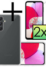 NoXx Hoes Geschikt voor Samsung A14 Hoesje Cover Siliconen Back Case Hoes Met 2x Screenprotector - Transparant
