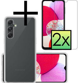 NoXx Samsung Galaxy A14 Hoesje Siliconen Met 2x Screenprotector - Transparant