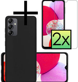 NoXx NoXx Samsung Galaxy A14 Hoesje Siliconen Met 2x Screenprotector - Zwart