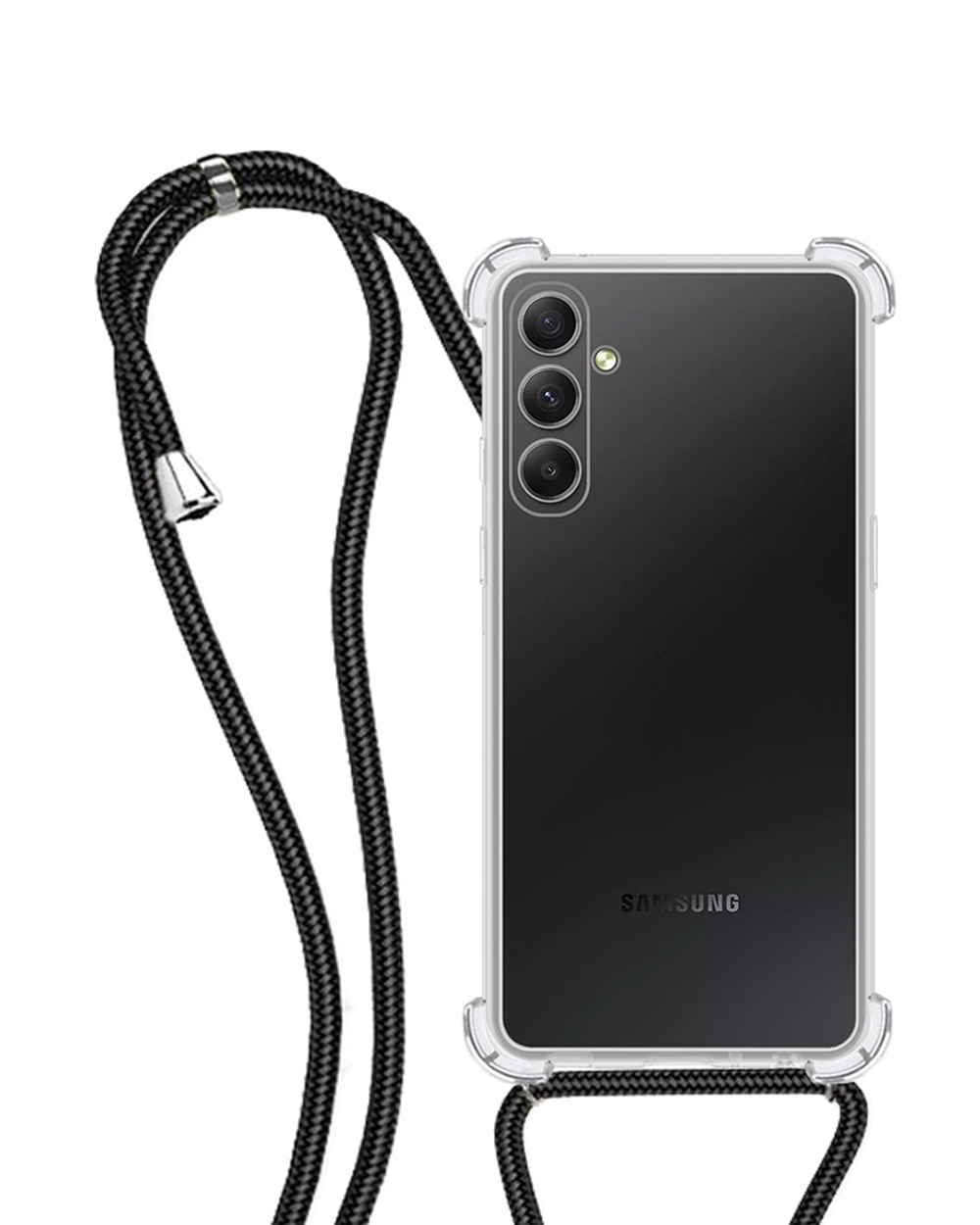 NoXx Hoes Geschikt voor Samsung A14 Hoesje Transparant Met Telefoonkoord Cover Shock Proof Case Koord Hoes