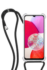 NoXx Hoes Geschikt voor Samsung A14 Hoesje Transparant Met Telefoonkoord Cover Shock Proof Case Koord Hoes