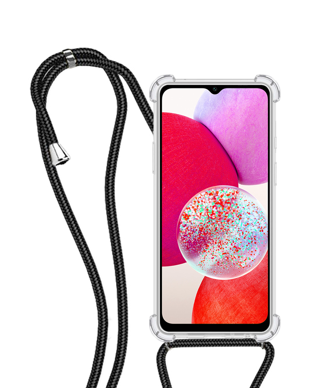 NoXx Hoes Geschikt voor Samsung A14 Hoesje Transparant Met Telefoonkoord Cover Shock Proof Case Koord Hoes