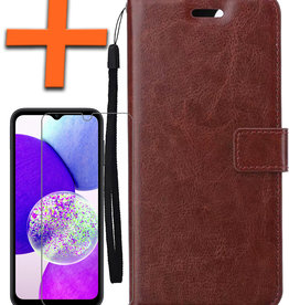 Nomfy Nomfy Samsung Galaxy A14 Hoesje Bookcase Bruin Met Screenprotector