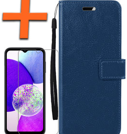 Nomfy Nomfy Samsung Galaxy A14 Hoesje Bookcase Donkerblauw Met Screenprotector