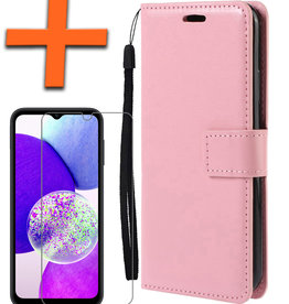 Nomfy Nomfy Samsung Galaxy A14 Hoesje Bookcase Lichtroze Met Screenprotector