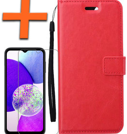 Nomfy Nomfy Samsung Galaxy A14 Hoesje Bookcase Rood Met Screenprotector