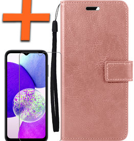 Nomfy Nomfy Samsung Galaxy A14 Hoesje Bookcase Rose Goud Met Screenprotector