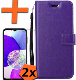 Nomfy Nomfy Samsung Galaxy A14 Hoesje Bookcase Paars Met 2x Screenprotector