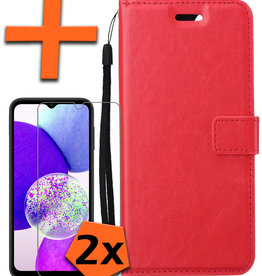 Nomfy Nomfy Samsung Galaxy A14 Hoesje Bookcase Rood Met 2x Screenprotector