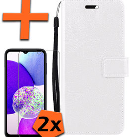 Nomfy Samsung Galaxy A14 Hoesje Bookcase Wit Met 2x Screenprotector