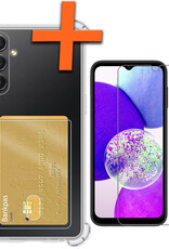 Nomfy Hoesje Geschikt voor Samsung A14 Hoesje Pasjeshouder Shockproof Pas Houder Met Screenprotector - Hoesje Geschikt voor Samsung Galaxy A14 Hoes Met Kaarthouder - Transparant