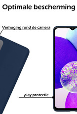 Nomfy Hoesje Geschikt voor Samsung A14 Hoesje Siliconen Cover Case Met Screenprotector - Hoes Geschikt voor Samsung Galaxy A14 Hoes Back Case - Donkerblauw