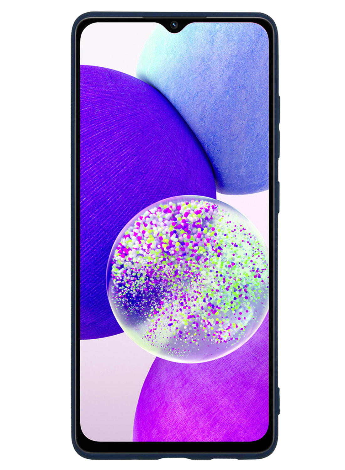 Nomfy Hoesje Geschikt voor Samsung A14 Hoesje Siliconen Cover Case Met Screenprotector - Hoes Geschikt voor Samsung Galaxy A14 Hoes Back Case - Donkerblauw