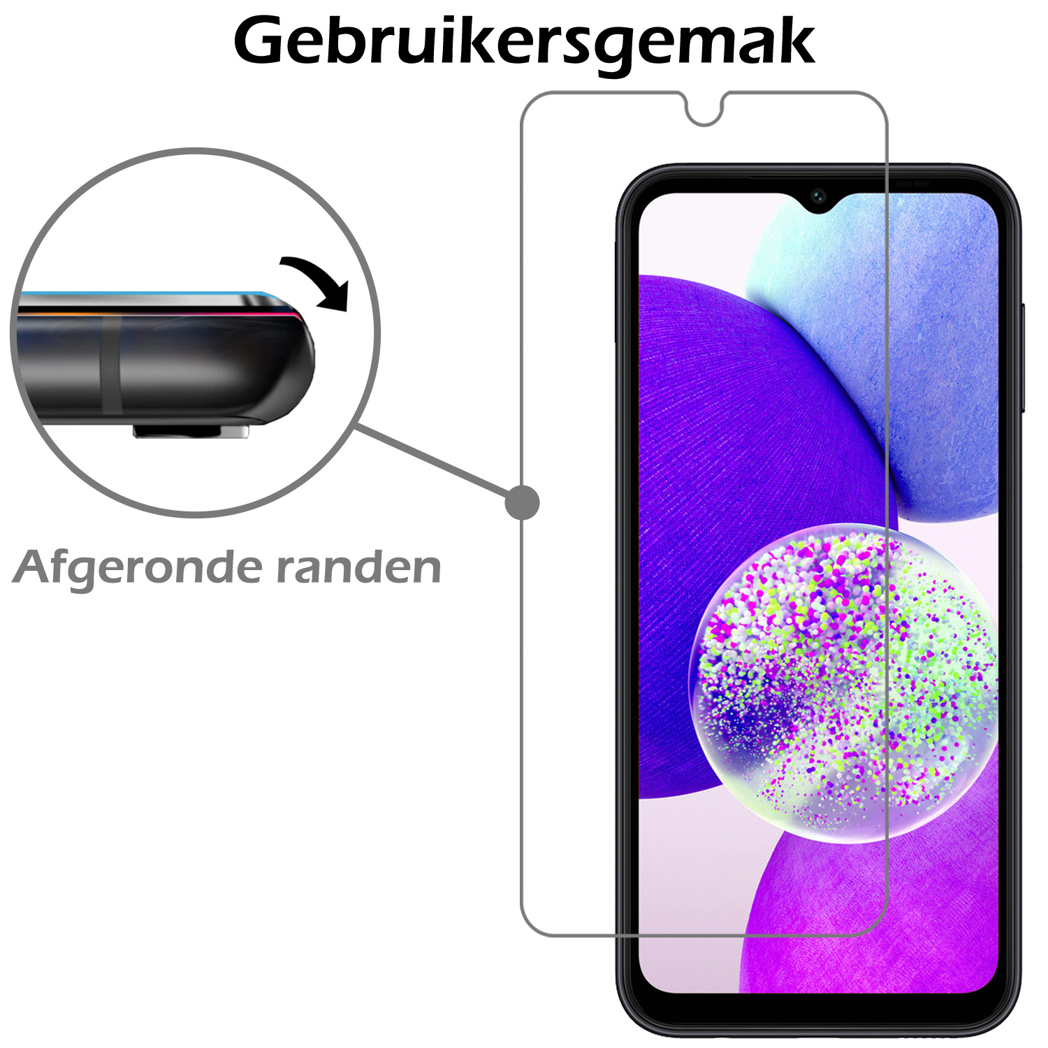 Nomfy Hoesje Geschikt voor Samsung A14 Hoesje Siliconen Cover Case Met Screenprotector - Hoes Geschikt voor Samsung Galaxy A14 Hoes Back Case - Donkerblauw