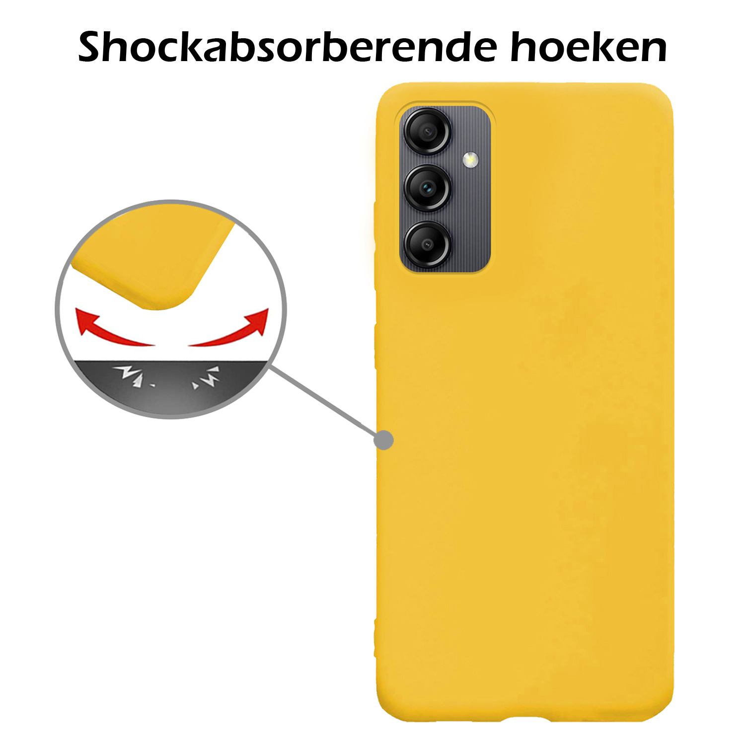 Nomfy Hoesje Geschikt voor Samsung A14 Hoesje Siliconen Cover Case Met Screenprotector - Hoes Geschikt voor Samsung Galaxy A14 Hoes Back Case - Geel