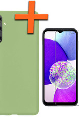 Nomfy Hoesje Geschikt voor Samsung A14 Hoesje Siliconen Cover Case Met Screenprotector - Hoes Geschikt voor Samsung Galaxy A14 Hoes Back Case - Groen