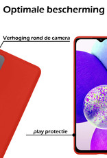 Nomfy Hoesje Geschikt voor Samsung A14 Hoesje Siliconen Cover Case Met Screenprotector - Hoes Geschikt voor Samsung Galaxy A14 Hoes Back Case - Rood