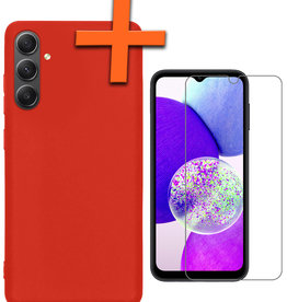 Nomfy Nomfy Samsung Galaxy A14 Hoesje Siliconen Met Screenprotector - Rood