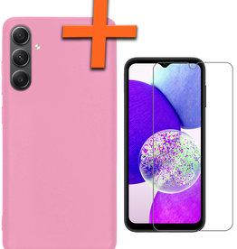 Nomfy Nomfy Samsung Galaxy A14 Hoesje Siliconen Met Screenprotector - Lichtroze
