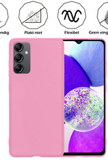 Samsung A14 Hoesje Siliconen Case Back Cover Met Screenprotector - Samsung Galaxy A14 Hoes Cover Silicone - Licht Roze