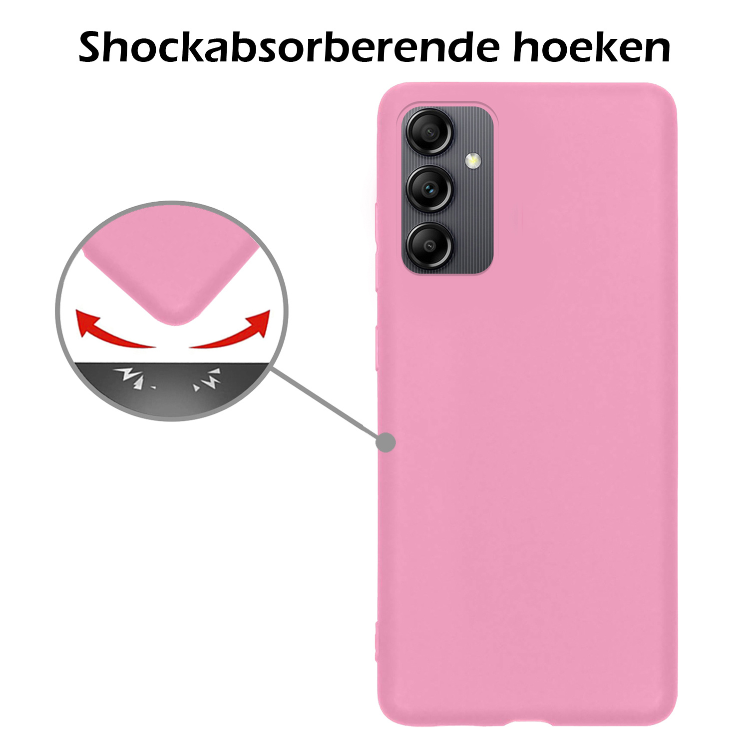 Nomfy Hoesje Geschikt voor Samsung A14 Hoesje Siliconen Cover Case Met Screenprotector - Hoes Geschikt voor Samsung Galaxy A14 Hoes Back Case - Roze