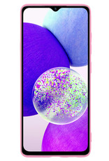 Samsung A14 Hoesje Siliconen Case Back Cover Met Screenprotector - Samsung Galaxy A14 Hoes Cover Silicone - Licht Roze
