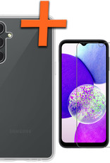 Nomfy Hoesje Geschikt voor Samsung A14 Hoesje Siliconen Cover Case Met Screenprotector - Hoes Geschikt voor Samsung Galaxy A14 Hoes Back Case - Transparant