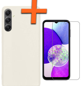 Nomfy Nomfy Samsung Galaxy A14 Hoesje Siliconen Met Screenprotector - Wit