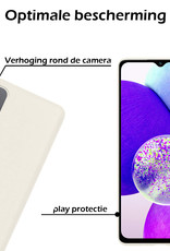 Nomfy Hoesje Geschikt voor Samsung A14 Hoesje Siliconen Cover Case Met Screenprotector - Hoes Geschikt voor Samsung Galaxy A14 Hoes Back Case - Wit