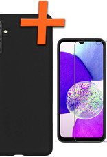 Nomfy Hoesje Geschikt voor Samsung A14 Hoesje Siliconen Cover Case Met Screenprotector - Hoes Geschikt voor Samsung Galaxy A14 Hoes Back Case - Zwart