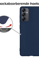 Nomfy Hoesje Geschikt voor Samsung A14 Hoesje Siliconen Cover Case Met 2x Screenprotector - Hoes Geschikt voor Samsung Galaxy A14 Hoes Back Case - Donkerblauw