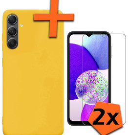 Nomfy Nomfy Samsung Galaxy A14 Hoesje Siliconen Met 2x Screenprotector - Geel