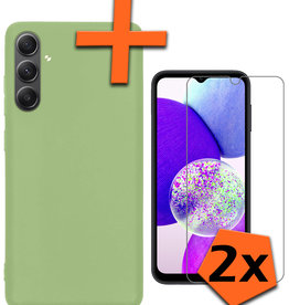 Nomfy Nomfy Samsung Galaxy A14 Hoesje Siliconen Met 2x Screenprotector - Groen