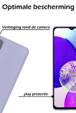 Nomfy Hoesje Geschikt voor Samsung A14 Hoesje Siliconen Cover Case Met 2x Screenprotector - Hoes Geschikt voor Samsung Galaxy A14 Hoes Back Case - Lila