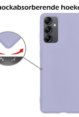 Nomfy Hoesje Geschikt voor Samsung A14 Hoesje Siliconen Cover Case Met 2x Screenprotector - Hoes Geschikt voor Samsung Galaxy A14 Hoes Back Case - Lila