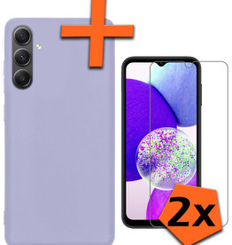 Nomfy Nomfy Samsung Galaxy A14 Hoesje Siliconen Met 2x Screenprotector - Lila