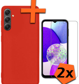 Nomfy Nomfy Samsung Galaxy A14 Hoesje Siliconen Met 2x Screenprotector - Rood