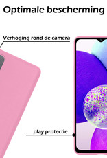 Nomfy Hoesje Geschikt voor Samsung A14 Hoesje Siliconen Cover Case Met 2x Screenprotector - Hoes Geschikt voor Samsung Galaxy A14 Hoes Back Case - Roze