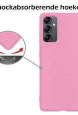 Nomfy Hoesje Geschikt voor Samsung A14 Hoesje Siliconen Cover Case Met 2x Screenprotector - Hoes Geschikt voor Samsung Galaxy A14 Hoes Back Case - Roze