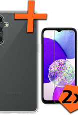 Nomfy Hoesje Geschikt voor Samsung A14 Hoesje Siliconen Cover Case Met 2x Screenprotector - Hoes Geschikt voor Samsung Galaxy A14 Hoes Back Case - Transparant